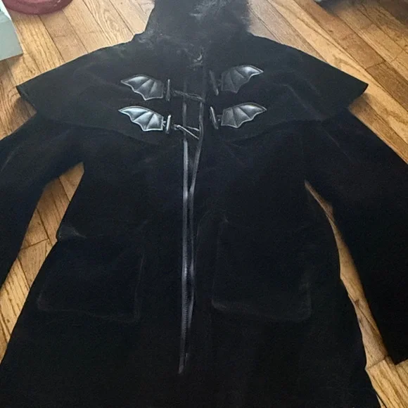 Killstar night fever bat black winter coat with hood size Large brand new - Picture 4 of 7